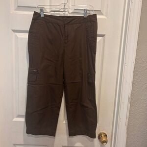 Chaps‎ Womens Brown Cropped Cargo Capri Pants Utility Pockets Casual Cotton Sz 4